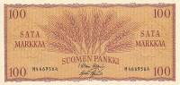 (1957) Банкнота Финляндия 1957 год 100 марок  Waris - Aspelund  UNC