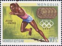 (1969-002) Марка Монголия "Д. Оуэнс, США"    Золотые медалисты ОИ III O