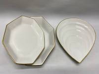 Фруктовница, салатник, блюдо, фарфор, золото, Дулево, 3 шт