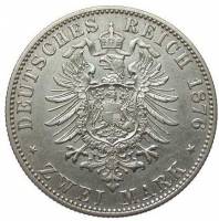 (№1876km22 (Фридрих I)) Монета Германия (Фридрих I) 1876 год 2 Mark (Фридрих I)