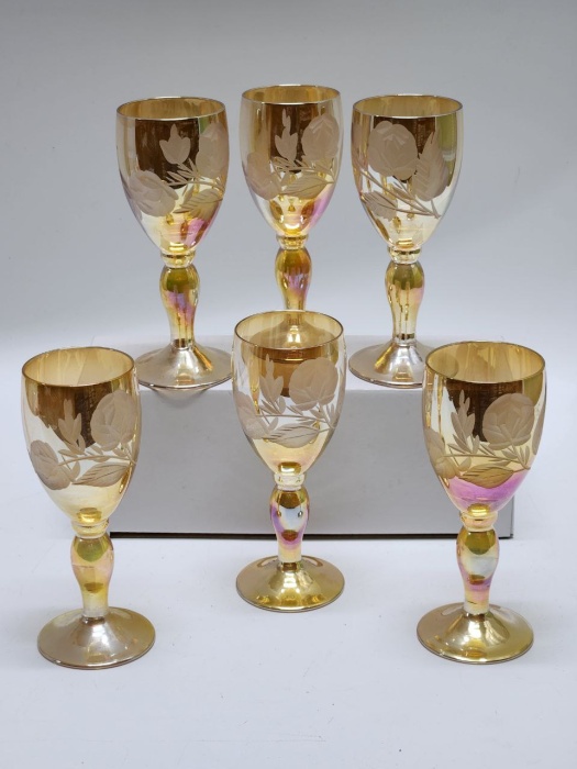 Рюмки 6 штук хрусталь перламутр алмазная резка