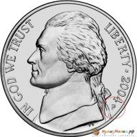(2004p) Монета США 2004 год 5 центов  Рукопажитие Экспедиция Льюиса и Кларка 200 лет Никель  UNC