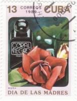 (1989-041) Марка Куба "Роза"    Цветы и парфюмерия III Θ