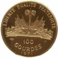 () Монета Гаити 1971 год 100  ""   Биметалл (Платина - Золото)  UNC