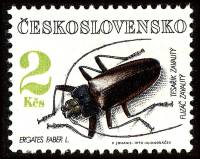 (1992-016) Марка Чехословакия "Усач плотник"    Охрана природы. Жуки III Θ