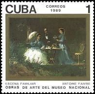 (1989-084) Марка Куба "Семейная сцена"    Музей в Гаване III O