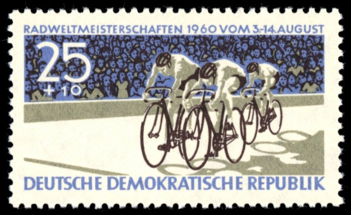 (1960-035) Марка Германия (ГДР) &quot;Велогонщики&quot;    ЧМ по велоспорту III Θ