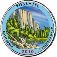 (003p) Монета США 2010 год 25 центов "Йосемити"  Вариант №1 Медь-Никель  COLOR. Цветная