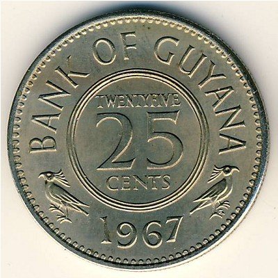 (№1967km34) Монета Гайана 1967 год 25 Cents