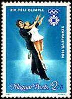 (1983-062) Марка Венгрия "Фигуристы Элемент 3"    Зимние ОИ 1984, Сараево II Θ