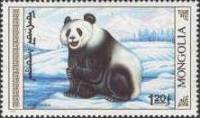 (1990-056) Марка Монголия "Зима"    Большая панда, или бамбуковый медведь III Θ
