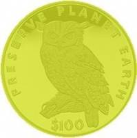 () Монета Эритрея 1995 год 100  ""   Биметалл (Платина - Золото)  UNC