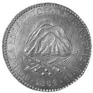(№1836kmA9 (Генерал Розас )) Монета Объединённые провинции Южной Америки 1836 год 8 Escudos (Генерал