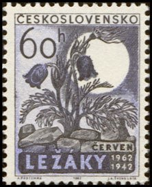 (1962-033) Марка Чехословакия &quot;Цветы&quot;    20-я годовщина разрушения Лидице и Лежаки III Θ