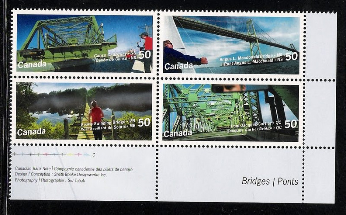 (№2005-2269) Лист марок Канада 2005 год &quot;Мосты блок 4&quot;, Гашеный