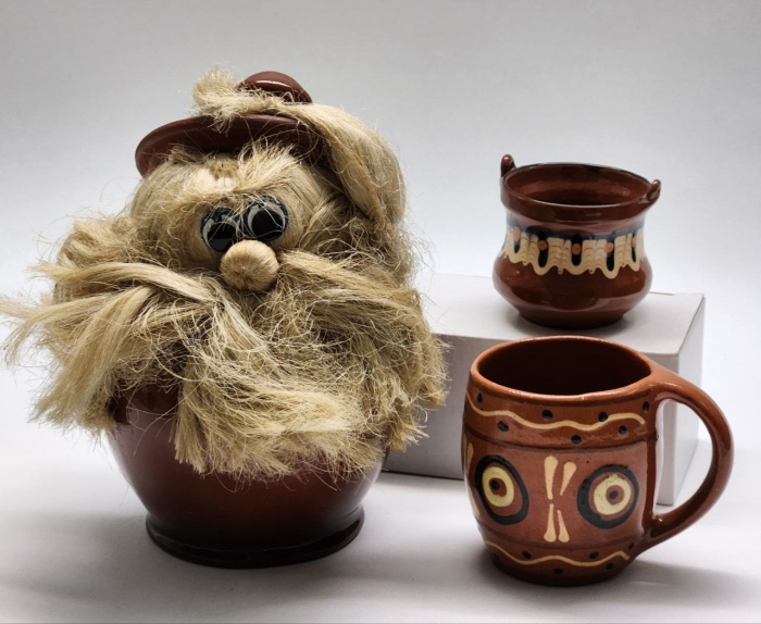 Домовой Вазочка и кружка керамика обливная СССР