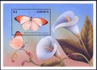 (№1998-172) Блок марок Либерия 1998 год "Большой оранжевый Совет Hebomoia glaucippe", Гашеный
