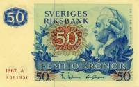 (,) Банкнота Швеция 1967 год 50 крон "Густав III"   UNC