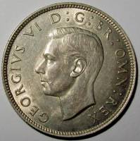 (1939) Монета Великобритания 1939 год 2 шиллинга "Георг VI"  Серебро Ag 500  UNC