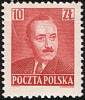 (1950-005) Марка Польша "Б. Берут (Карминовая)"   Президент Б. Берут (1892-1956) (Стандартный выпуск