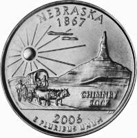 (037d) Монета США 2006 год 25 центов "Небраска"  Медь-Никель  UNC