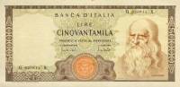 (№1970P-99b) Банкнота Италия 1970 год "50,000 Lire" (Подписи: Carli and Lombardo)