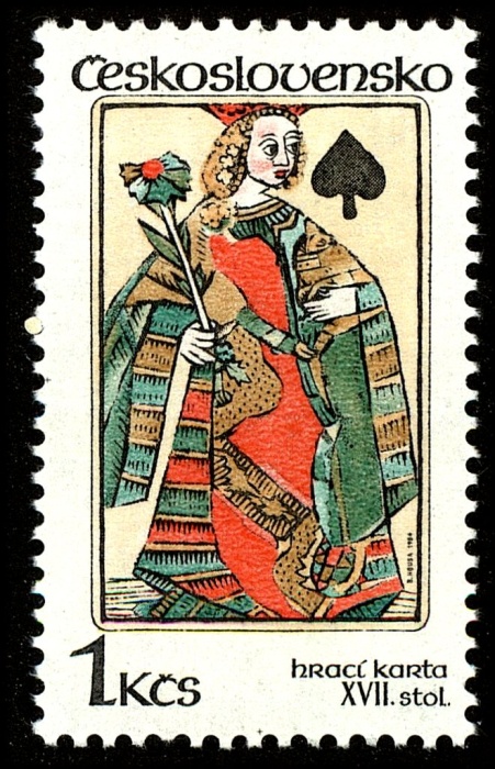 (1984-031) Марка Чехословакия "Дама пик"    Игральные карты III &Theta;