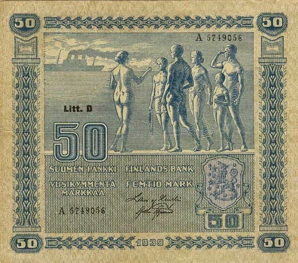 (,) Банкнота Финляндия 1939 год 50 марок    UNC