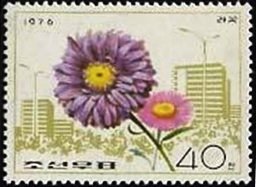 (1976-020) Марка Северная Корея &quot;Каллистефус&quot;   Цветы III Θ