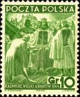 (№332) Марка Польша 1938 год "Кинг III в основных городских достопримечательностей и туристических",