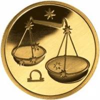 (041ммд) Монета Россия 2003 год 50 рублей "Весы"  Золото Au 999  UNC