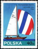(1965-028) Марка Польша "Класс 5,5м"   Чемпионат мира по парусному спорту II Θ