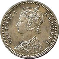 (№1877km490) Монета Индия 1877 год frac14; Rupee