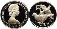 (1973) Монета Брит Виргинские острова 1973 год 5 центов "Горлицы-зенайды"  Медь-Никель  PROOF