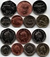 (1991-1998 7 монет 1 2 5 10 20 50 пенсов 1 фунт) Набор монет О-ва Св Елены и Вознесения   UNC