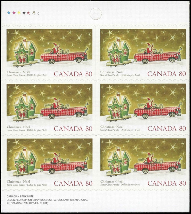 (№2004-2224) Лист марок Канада 2004 год &quot;Санта-Клаус в Кадиллак&quot;, Гашеный