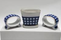 Салфетницы 2 шт и сигаретница ЛФЗ кобальт позолота