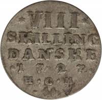 (№1727km223) Монета Норвегия 1727 год 8 Skilling