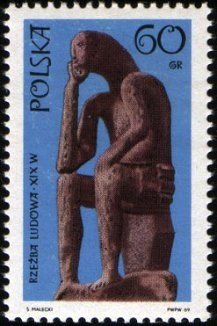 (1969-076) Марка Польша "Скорбящий Христос"   Народная скульптура III &Theta;