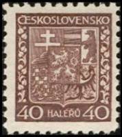 (1929-006) Марка Чехословакия "Герб (Красно-корчневая)"    Государственный герб (Стандартный выпуск)