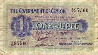 (№1935P-16b.11) Банкнота Цейлон (Шри-Ланка) 1935 год "1 Rupee"