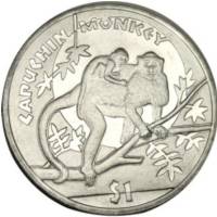 (2009) Монета Сьерра-Леоне 2009 год 1 доллар "Капуциновые обезьяны"  Медь-Никель  PROOF