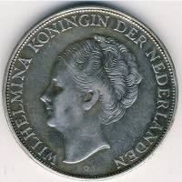 (1944) Монета Кюрасао 1944 год 2 1/2 гульдена "Королева Вильгельмина"  Серебро Ag 720  UNC