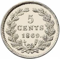 () Монета Нидерланды (Голландия) 1850 год 5  ""   Биметалл (Серебро - Ниобиум)  UNC