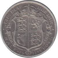 (1911) Монета Великобритания 1911 год 1/2 кроны "Георг V"  Серебро Ag 925  VF
