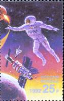 1992-23 Марка Россия Станция Мир  Совместный выпуск Россия - США III O