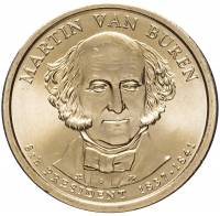 08p Монета США 2008 год 1 доллар Мартин Ван Бюрен 2008 год Латунь  UNC
