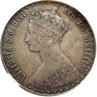 (1864) Монета Великобритания 1864 год 1 флорин "Королева Виктория"  Серебро Ag 925  UNC