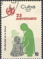 (1973-024) Марка Куба "Врач и ребенок"    20 лет ВОЗ III Θ