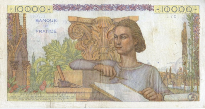 (№1954P-132d.2) Банкнота Франция 1954 год &quot;10,000 Francs&quot; (Подписи: J)